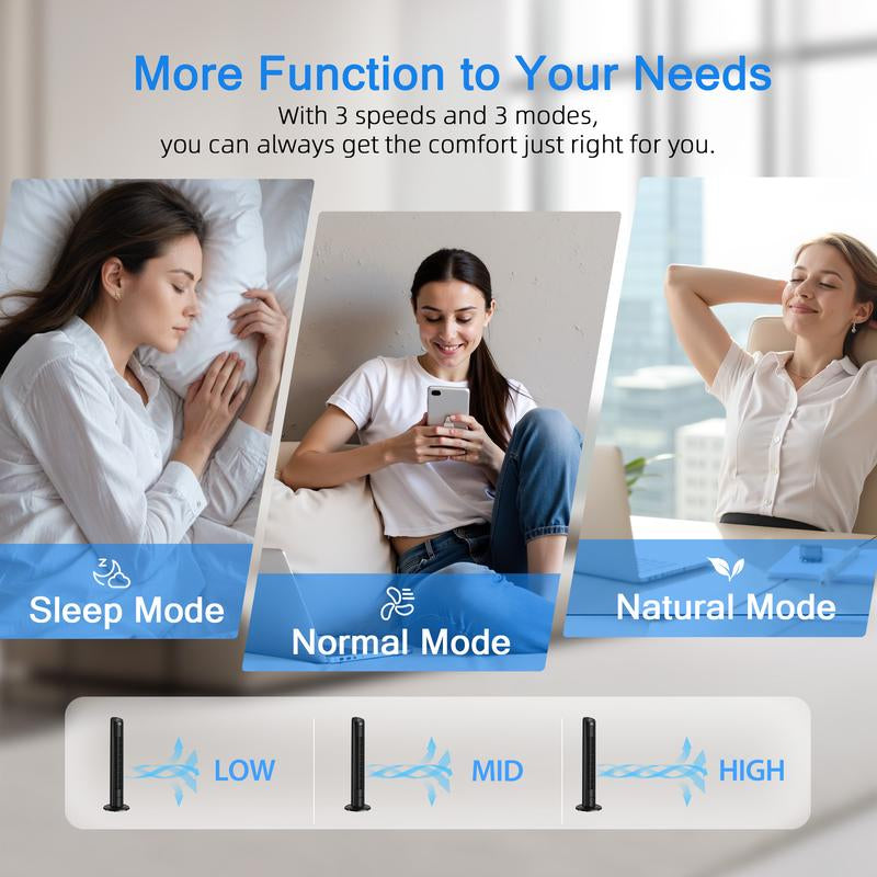 MANASTIN Smart Tower Fan for Bedroom,90° Oscillating Fans for Indoors with 4 Speeds, 4 Modes,25Db Quiet, Black