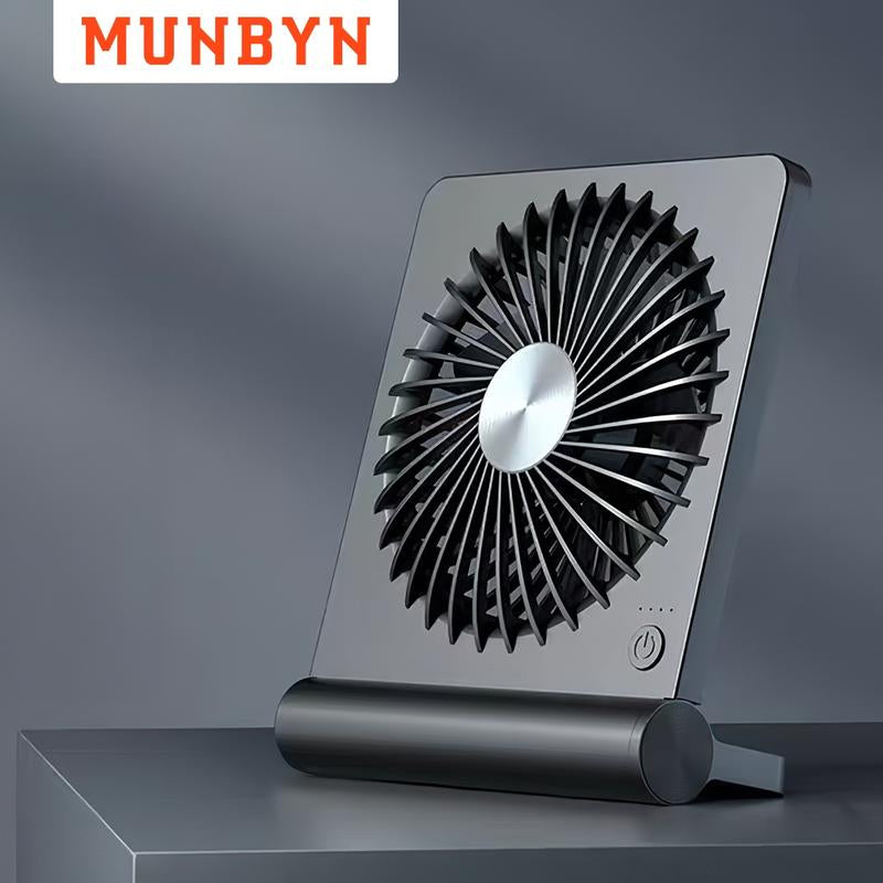 【MUNBYN Mini Desk Fan】Rechargeable Fan with Strong Airflow&2000Mah Battery, Portable Fan for Summer with 3 Speed Adjustable Ultra-Quiet Table Fan, Room Accessories