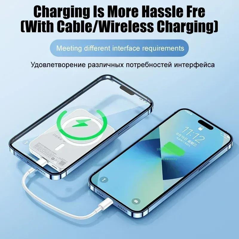 10000Mah Magnetic Power Bank Suitable for Apple 12-16 Full Range Fast Charging PD20W Wireless Ultra-Thin Portable Mobile Phone Power Bank