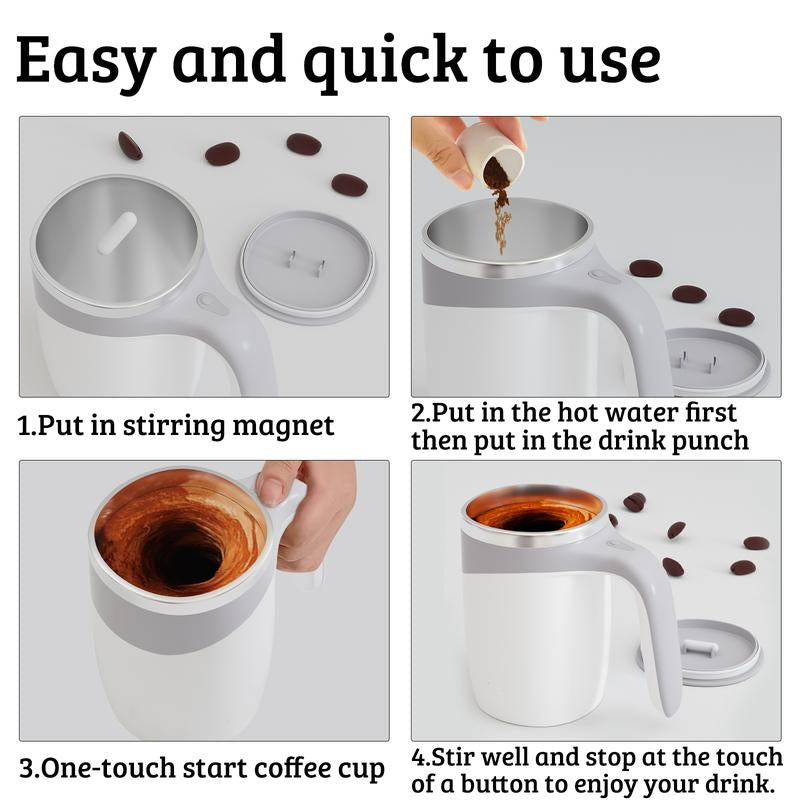 Nestlenook&Co Automatic Stirring Coffee Mug,Usb-C Rechargeable Self-Stirring Mug,One-Touch Operation Stirring Mug,Stirring Coffee,Portable Electric Usb Rechargeable Self Coffee Gift Stirring Coffee Cup Drinkware Reuse Self Stirring Cup