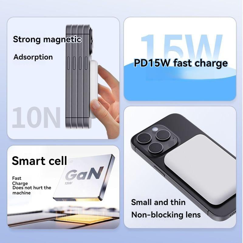 10000Mah Magnetic Power Bank Suitable for Apple 12-16 Full Range Fast Charging PD20W Wireless Ultra-Thin Portable Mobile Phone Power Bank