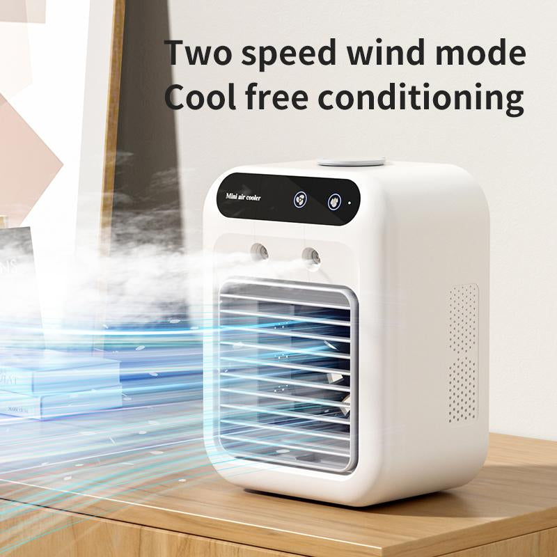 Portable Air Conditioner, 2-Speed Cooling, 500Ml Water Tank with 1800Mah Battery for 10 Hours Chill, Eletric Fan, Instant Cooling for Home, Office, Travel, USB Rechargeable, Summer Gift, Father'S Day Present