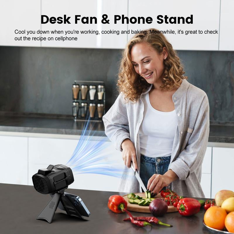 Mother'S Day Gift-E-Lentorgi,Waist Fan, FS-06 Portable Personal Fan Clip on Waistband, 4 Adjustable Speeds, Rechargeable Max.16H Battery Life, 9000RPM, Hands Free Belt Neck Fan for Outdoor, Jobsite, Gardening