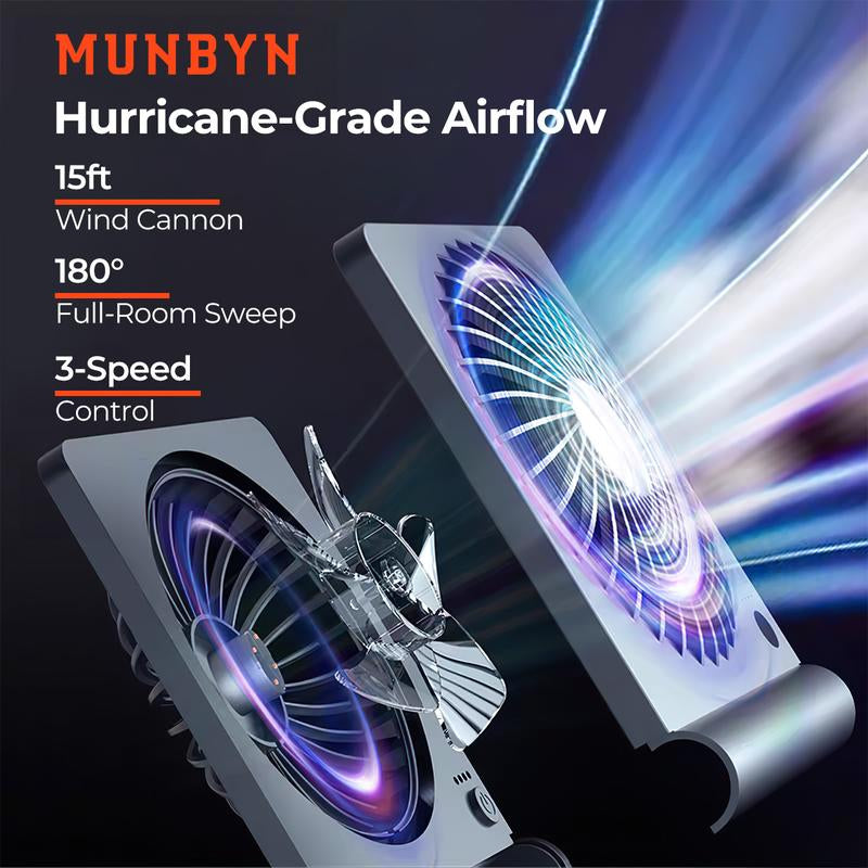 【MUNBYN Mini Desk Fan】Rechargeable Fan with Strong Airflow&2000Mah Battery, Portable Fan for Summer with 3 Speed Adjustable Ultra-Quiet Table Fan, Room Accessories