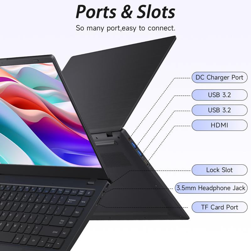 RNRUO Windows 11 Laptop, 14-Inch 1366*768 TN Display, Intel N4000 Dual-Core Processor,2.6Ghz,8Gb RAM, 256GB SSD ROM, 4800Mah Long Battery Life, Suitable for Student Study, Business Office and Other Scenarios
