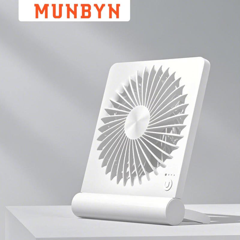 【MUNBYN Mini Desk Fan】Rechargeable Fan with Strong Airflow&2000Mah Battery, Portable Fan for Summer with 3 Speed Adjustable Ultra-Quiet Table Fan, Room Accessories