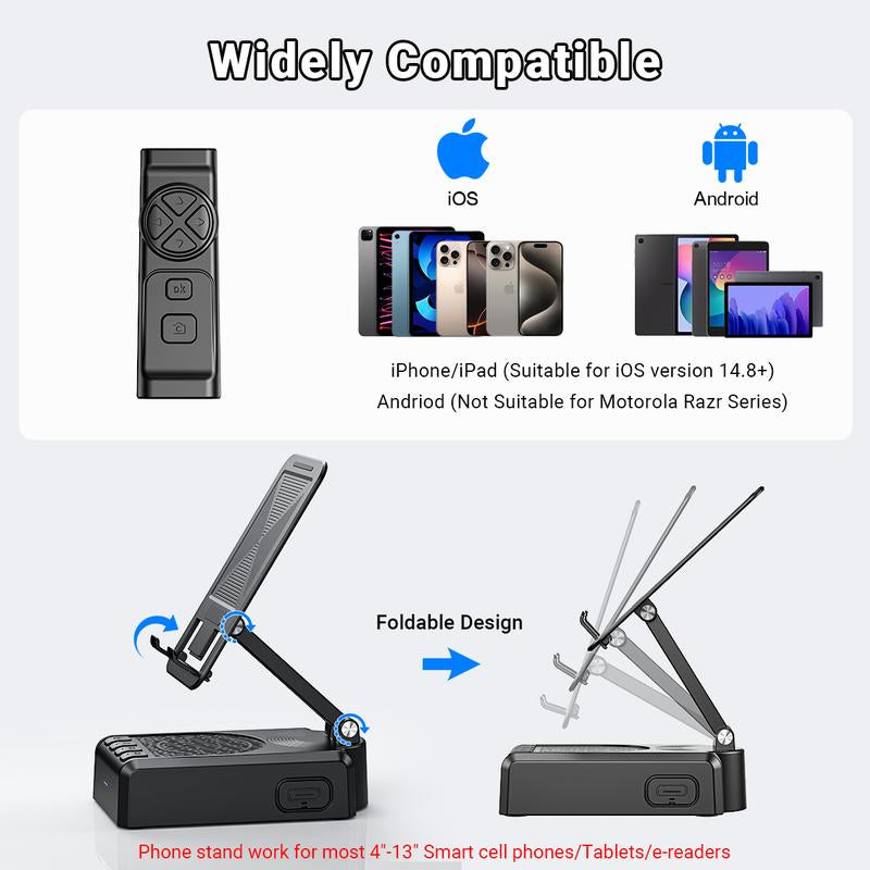 Mother'S Day Gift,Remote Control for Tiktok Scrolling, Upgraded Audio Speaker Smartphone Stand, Wireless Scroller Page Turner, Portable Selfie & Video Recording Remote for Iphone Android, Gifts for Family Friends