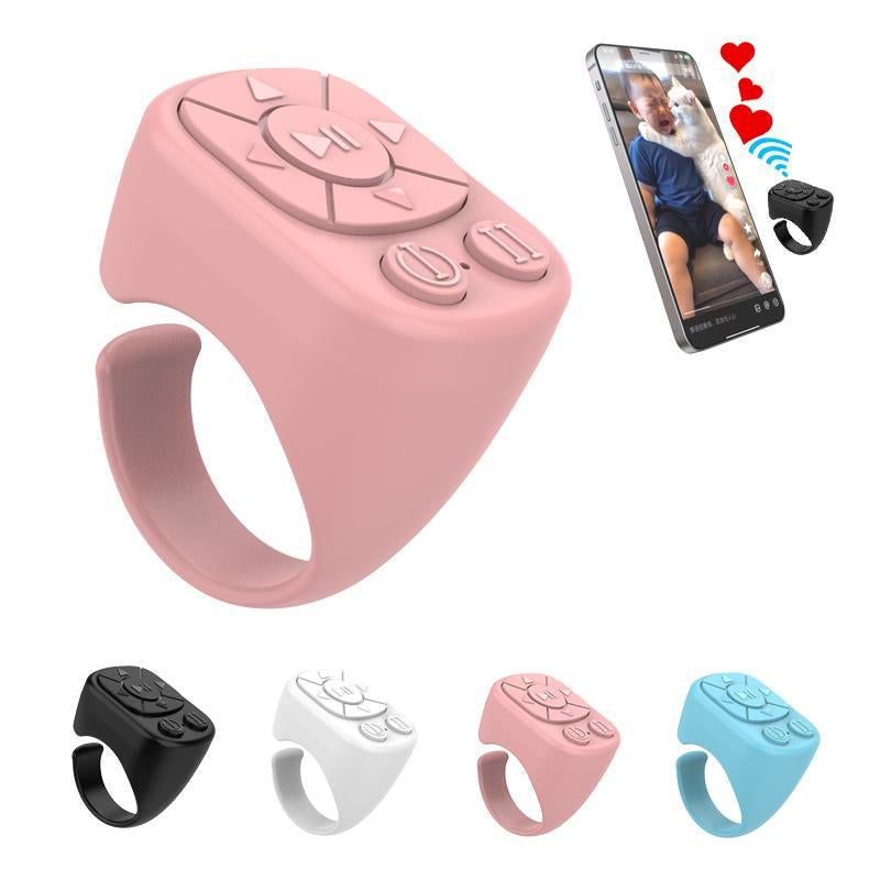 Wireless Remote Control Ring, Rechargeable Fingertip Wireless Scroll Clicker, Mini Bluetooth-Compatible Ring Finger Scroller Remote Control for Iphone Ipad Selfie