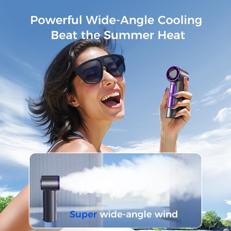 MAGIC JOHN Mini Handheld Fan with LED Display – Powerful Wind, USB Rechargeable, Stylish & Ultra-Portable Personal Fan for Travel, Office, Home