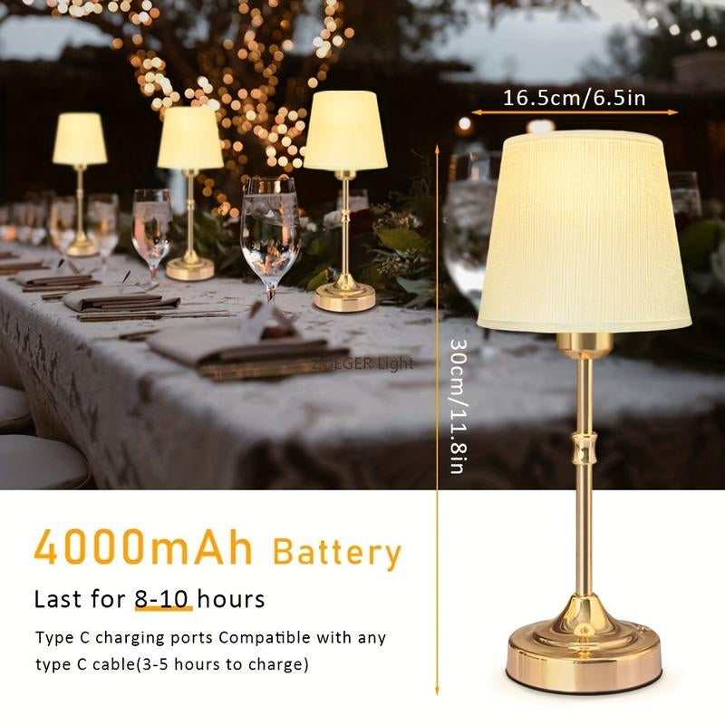 [Fabric Shade Battery Desk Light] Portables Cordless Table Lamp, Fabric Shade Desk Lamp, 5000Mah Rechargeable Battery Powered Lighting, Dimmable Light for Dining Room, Bedroom, Bedside, Bar, Night Light, Camping, Balcony Dimmable LED Touch Night Light