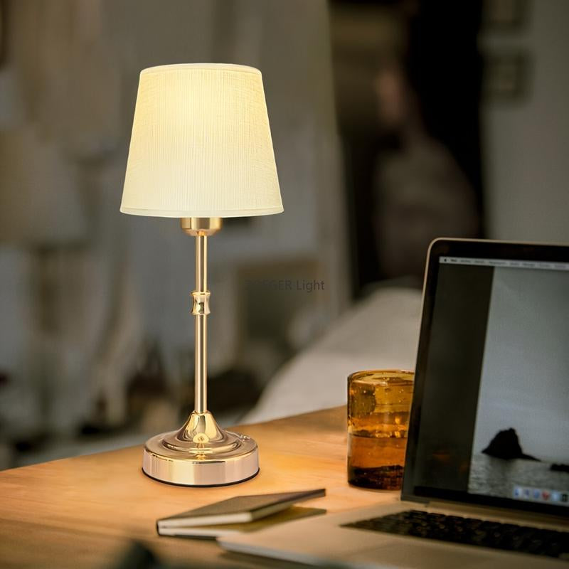 [Fabric Shade Battery Desk Light] Portables Cordless Table Lamp, Fabric Shade Desk Lamp, 5000Mah Rechargeable Battery Powered Lighting, Dimmable Light for Dining Room, Bedroom, Bedside, Bar, Night Light, Camping, Balcony Dimmable LED Touch Night Light