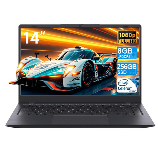 RNRUO Windows 11 Laptop, 14-Inch 1366*768 TN Display, Intel N4000 Dual-Core Processor,2.6Ghz,8Gb RAM, 256GB SSD ROM, 4800Mah Long Battery Life, Suitable for Student Study, Business Office and Other Scenarios