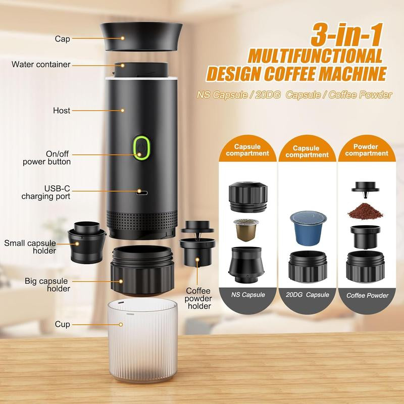 Portable Electric Espresso Machine, USB Rechargeable Coffee Machine, Coffee Making Tool for Home Office Use, Effortless Cleaning