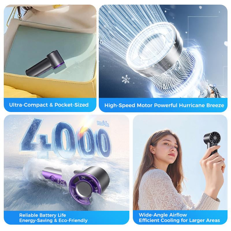 MAGIC JOHN Mini Handheld Fan with LED Display – Powerful Wind, USB Rechargeable, Stylish & Ultra-Portable Personal Fan for Travel, Office, Home