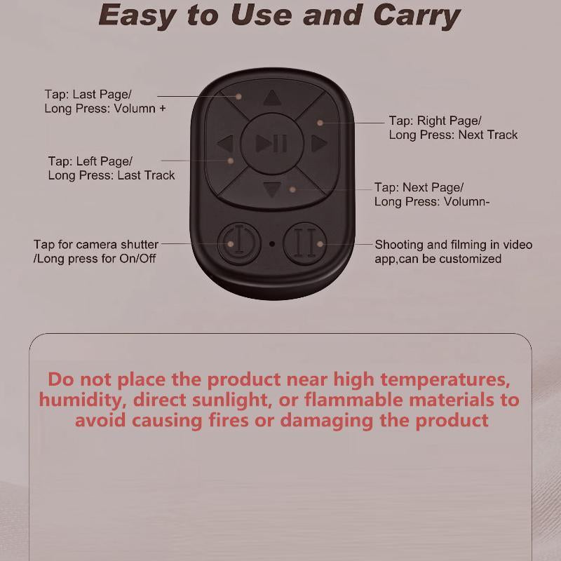 Wireless Remote Control Ring, Rechargeable Fingertip Wireless Scroll Clicker, Mini Bluetooth-Compatible Ring Finger Scroller Remote Control for Iphone Ipad Selfie