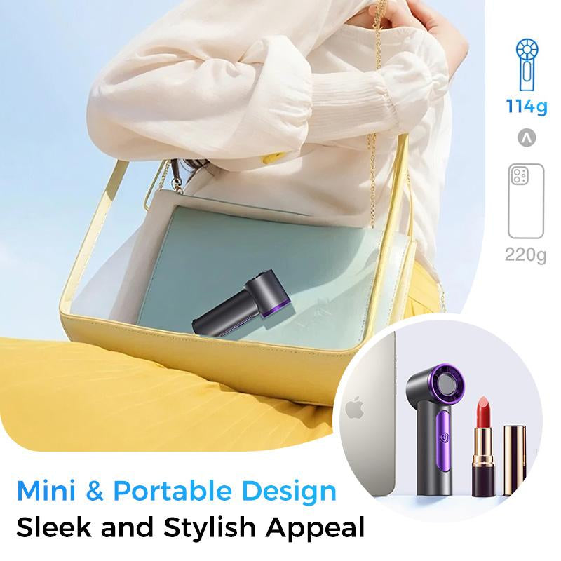 MAGIC JOHN Mini Handheld Fan with LED Display – Powerful Wind, USB Rechargeable, Stylish & Ultra-Portable Personal Fan for Travel, Office, Home