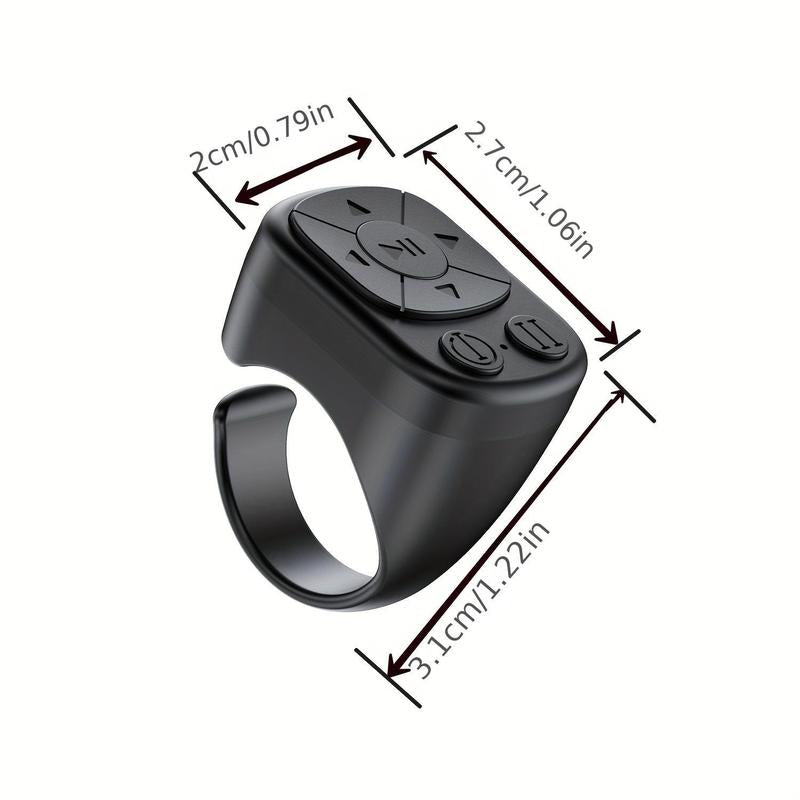 Wireless Remote Control Ring, Rechargeable Fingertip Wireless Scroll Clicker, Mini Bluetooth-Compatible Ring Finger Scroller Remote Control for Iphone Ipad Selfie