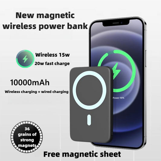 10000Mah Magnetic Power Bank Suitable for Apple 12-16 Full Range Fast Charging PD20W Wireless Ultra-Thin Portable Mobile Phone Power Bank