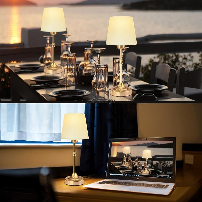 [Fabric Shade Battery Desk Light] Portables Cordless Table Lamp, Fabric Shade Desk Lamp, 5000Mah Rechargeable Battery Powered Lighting, Dimmable Light for Dining Room, Bedroom, Bedside, Bar, Night Light, Camping, Balcony Dimmable LED Touch Night Light